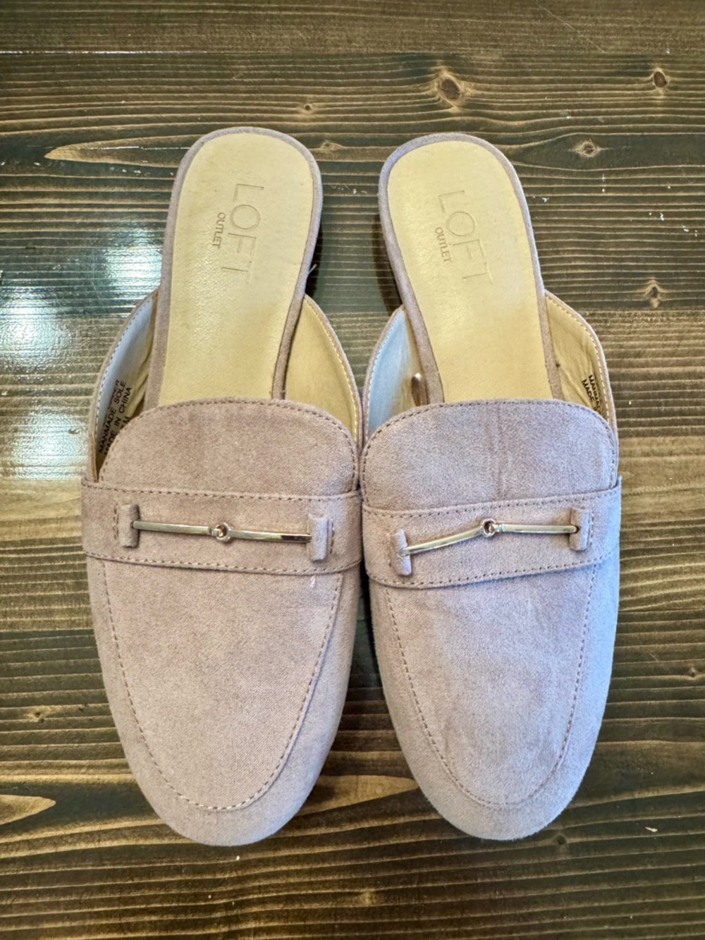 LOFT Faux Suede Backless Loafer Mules in Dusty Rose Size 7 EUC